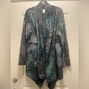 Mona Leah Couture Paris Woman’s Kimono Art To Wear Eclectic Cardigan Textured L